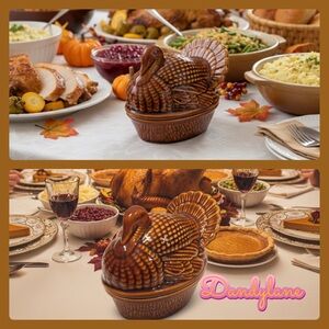 Cost plus world market Small Thanksgiving Brown Turkey Ceramic Covered Dish